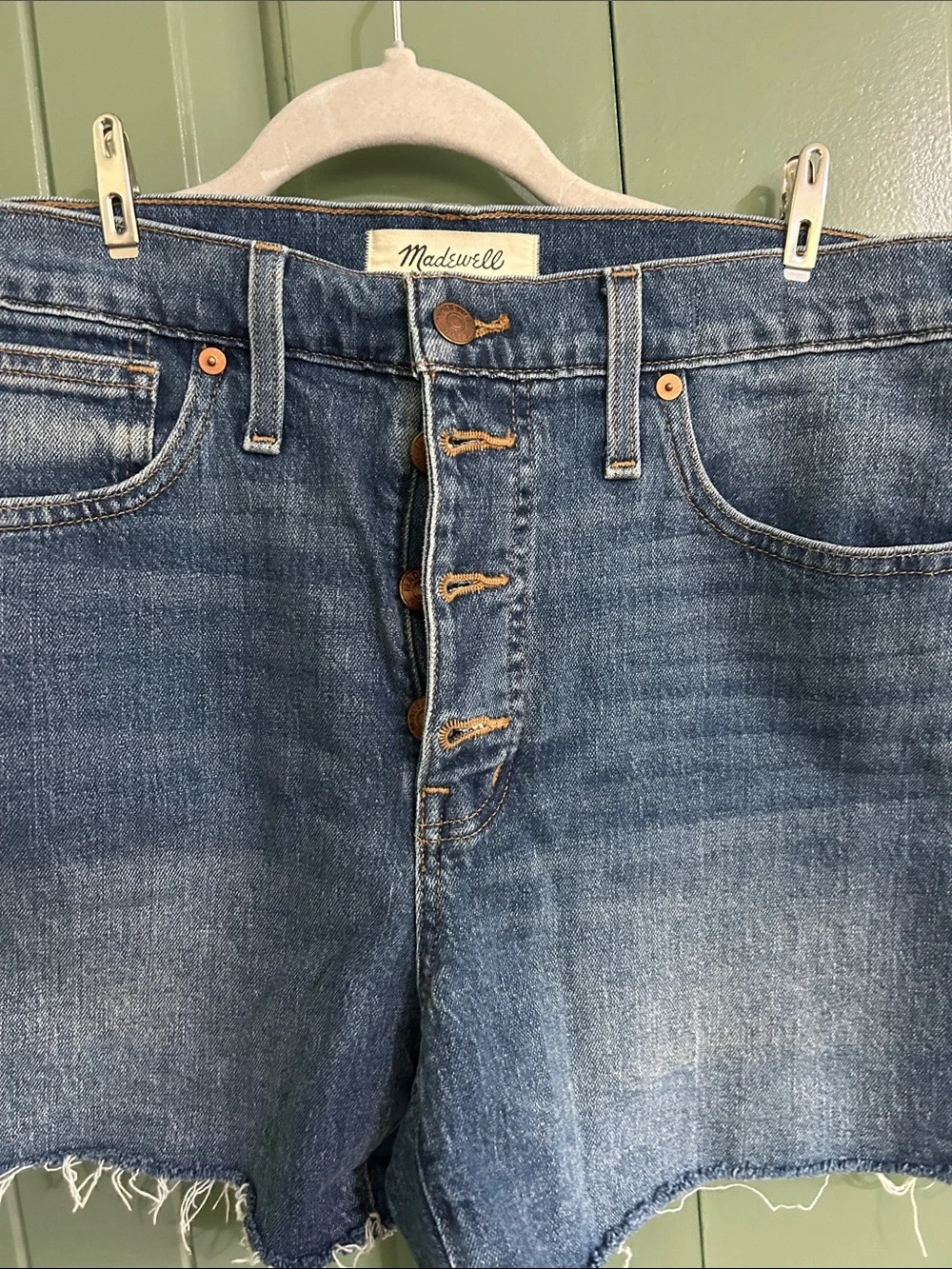 High rise denim shorts